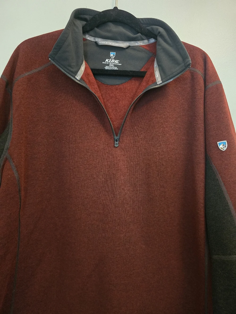 KUHL Revel 1/4 Zip Sweater Men XXL Maroon Kashmira Pullover Jacket Hiking